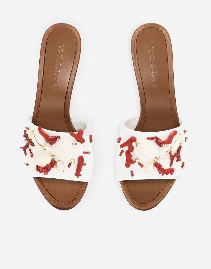 Dolce & Gabbana Nappa leather mules with coral embroidery White CR1745AW116