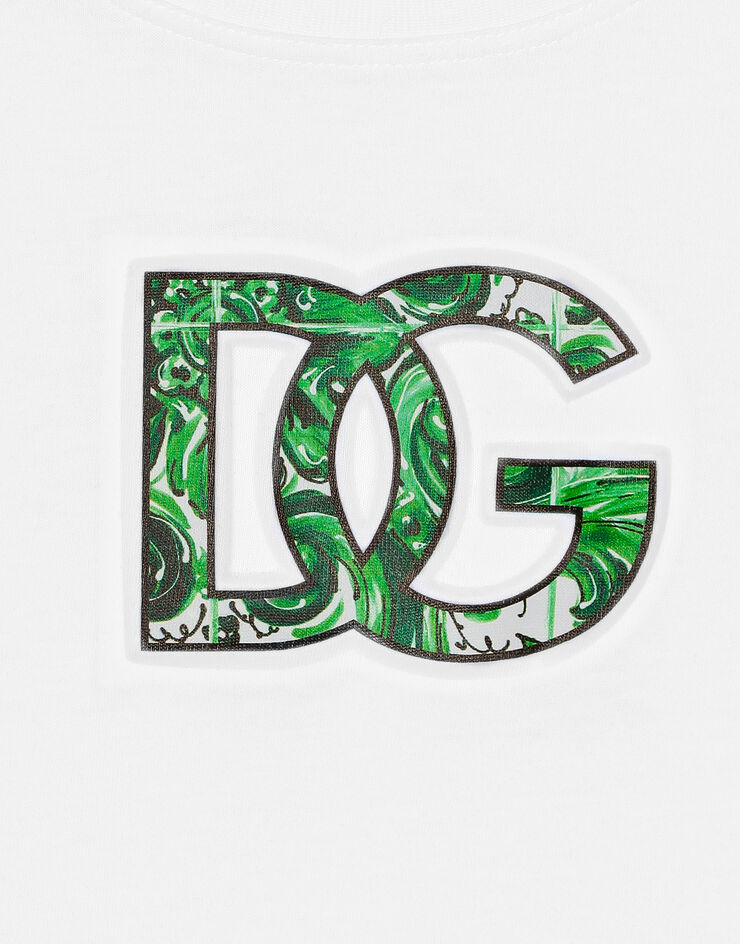 Dolce & Gabbana T-Shirt aus Jersey mit DG-Logo Weiss L4JTHVG7NVC