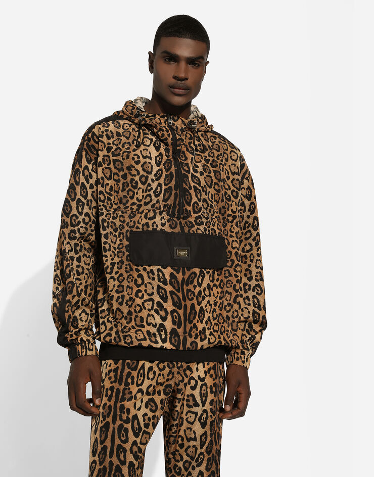 Dolce & Gabbana Hooded jacket with leopard-print Crespo Print G9AXZTFPSH8