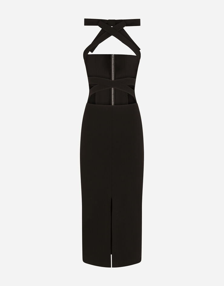 Dolce & Gabbana Jersey calf-length dress with bands 黑 F6V9TTFUGKF