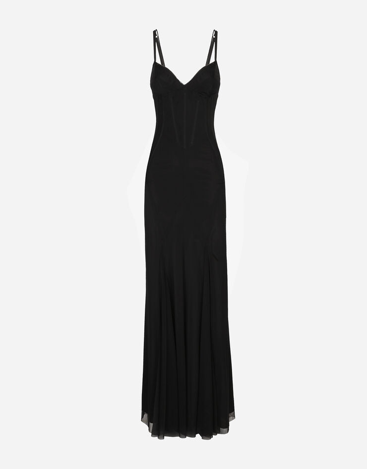 Dolce & Gabbana Длинное платье из тюля черный F6JGWTFLRDA