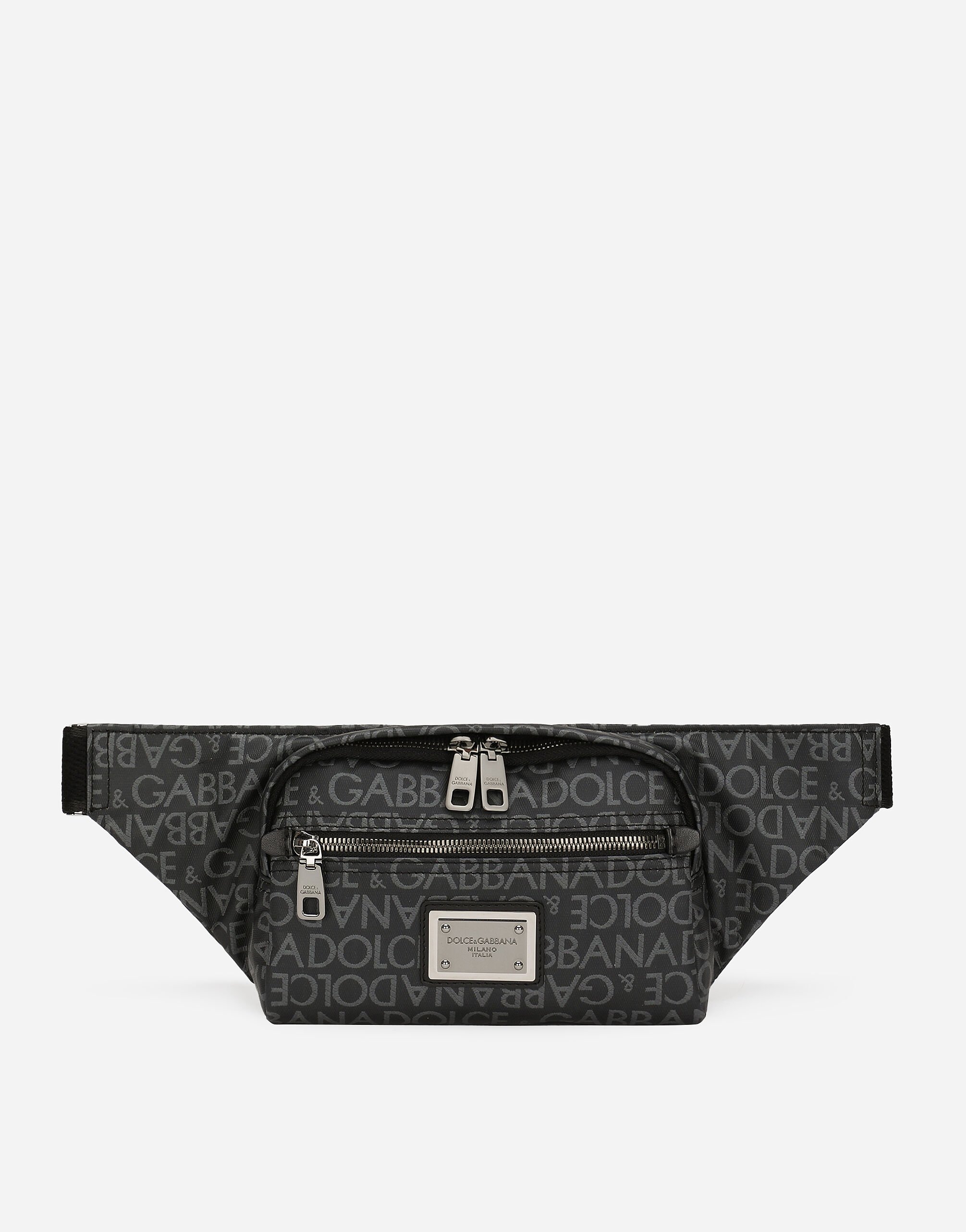 Dolce&Gabbana حقيبة خصر جاكار مطلية صغيرة أسود BM2123AQ437