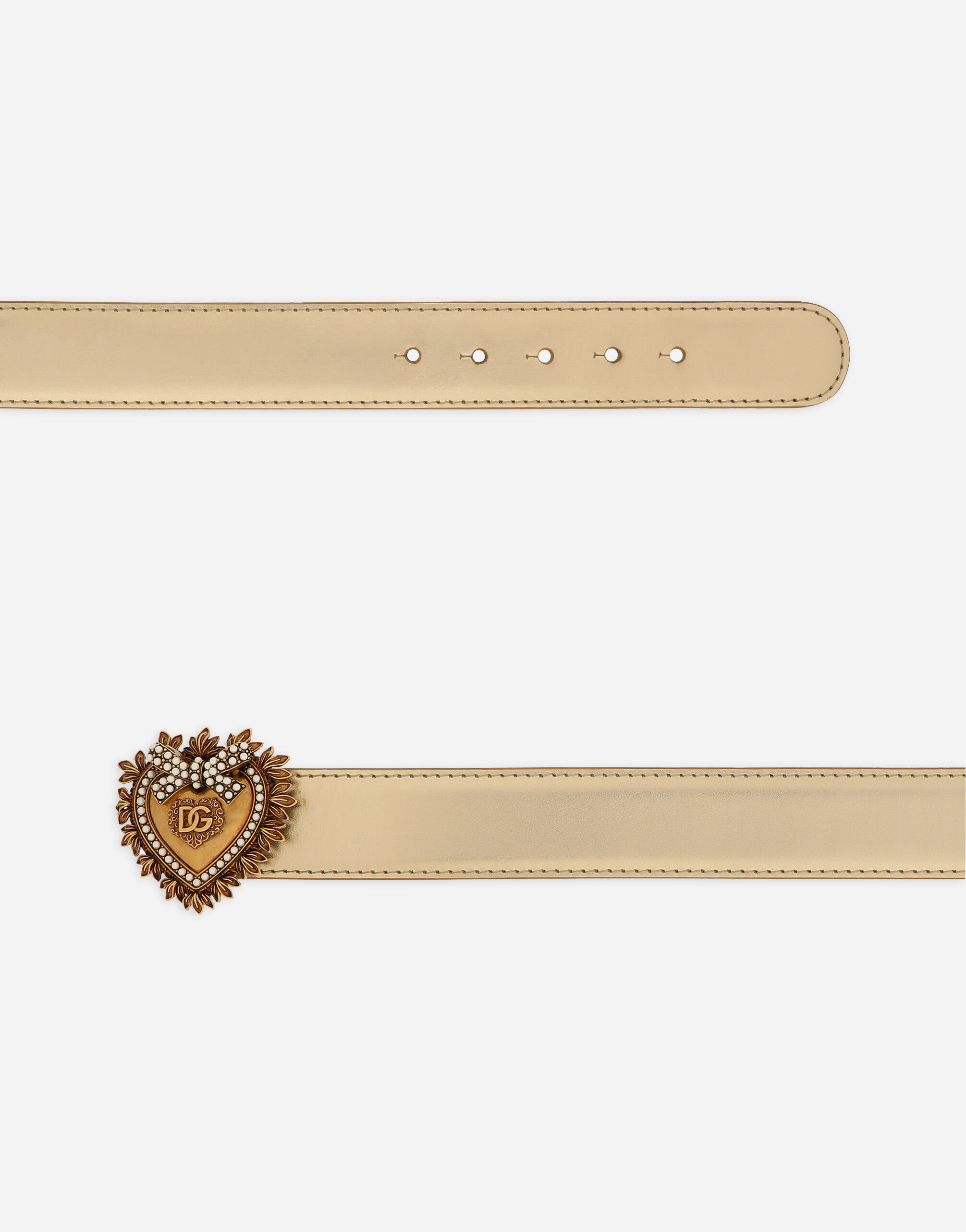 Devotion belt in laminated calfskin in Gold for | Dolce&Gabbana® US