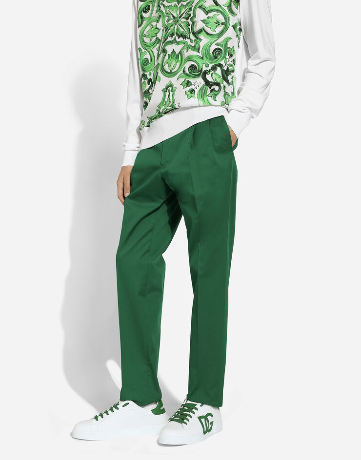 Dolce & Gabbana Pantalón de gabardina elástica Verde GY6UETGI130