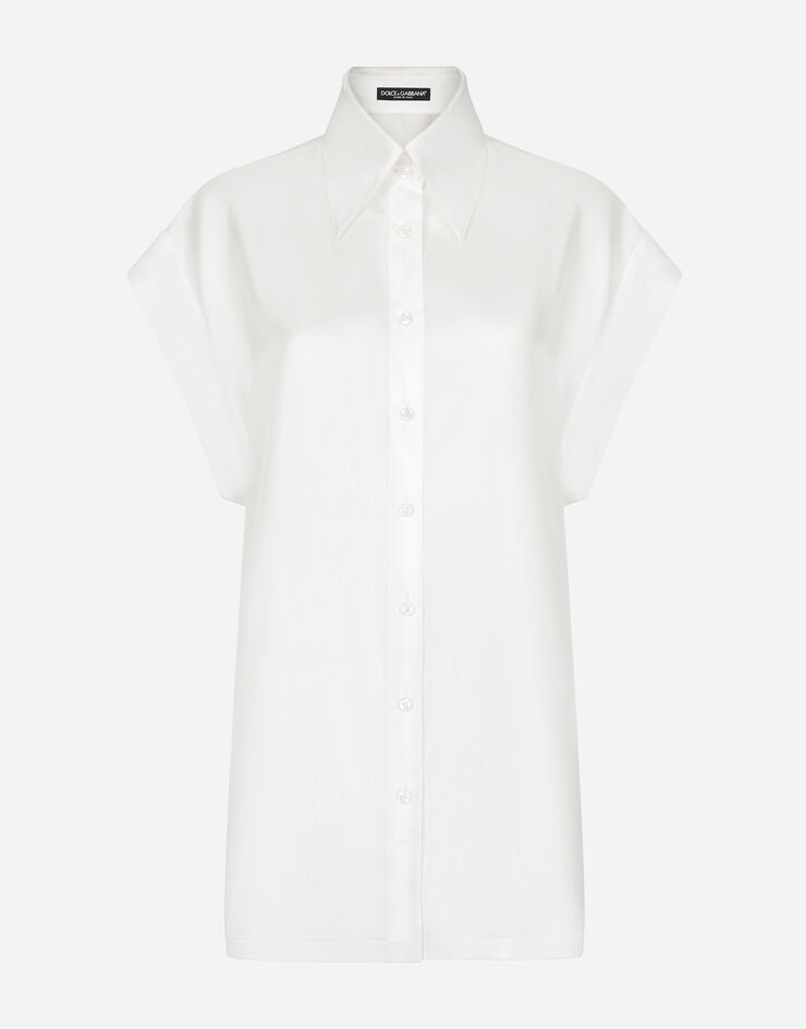 Dolce & Gabbana Camisa en sarga de seda Blanco F5P11TFU1WX