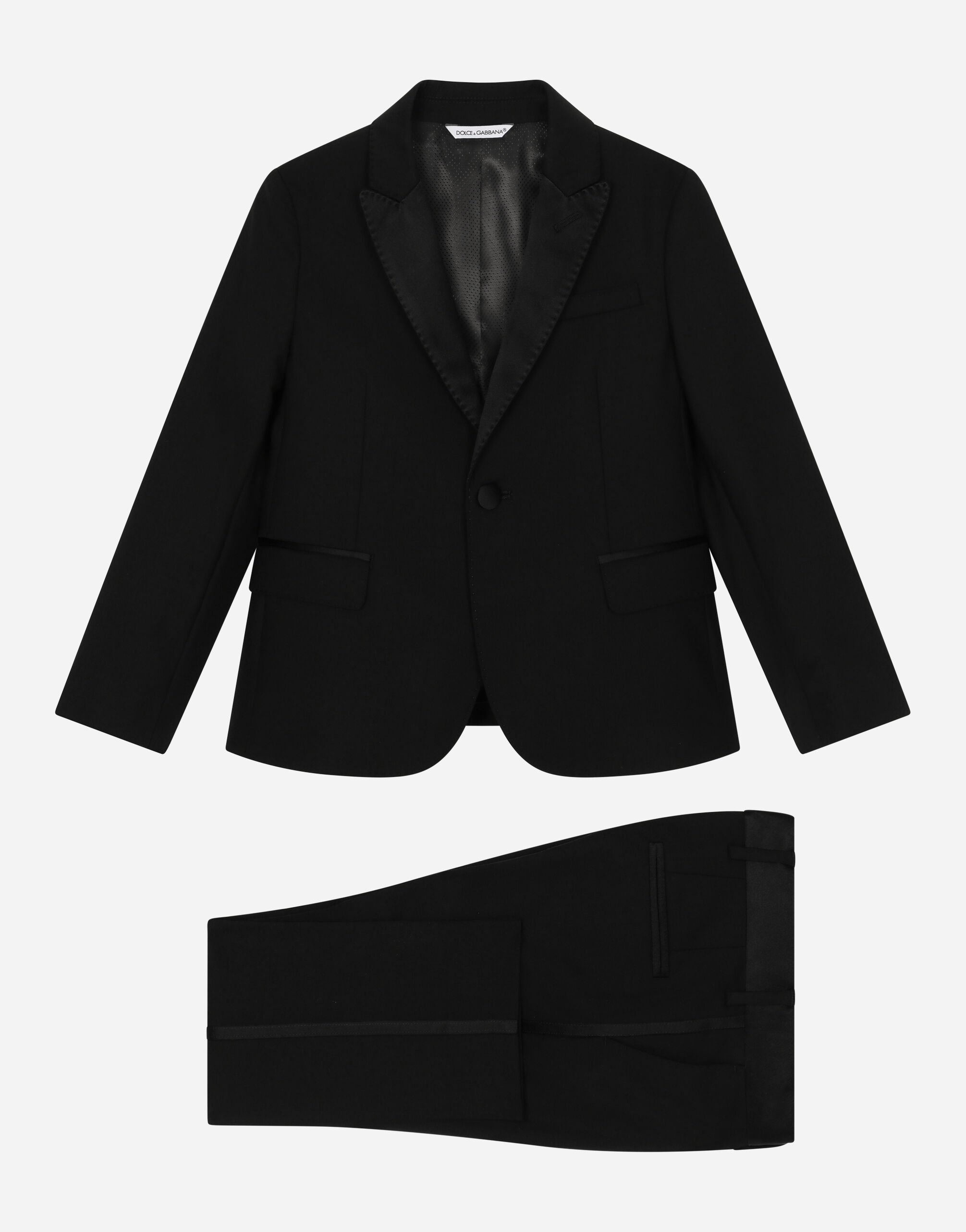 ${brand} Single-breasted tuxedo suit in stretch wool ${colorDescription} ${masterID}