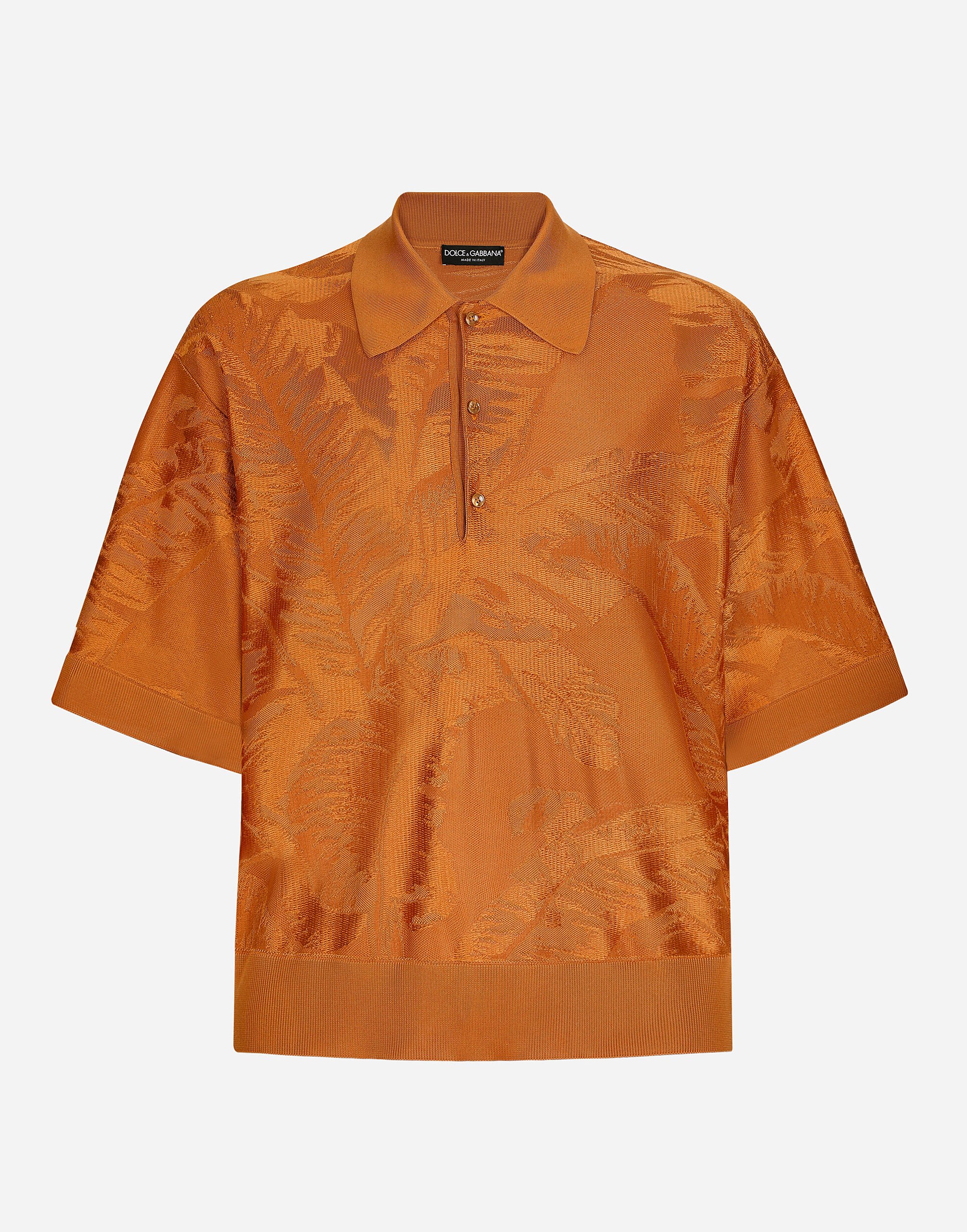 ${brand} Oversize short-sleeved silk jacquard polo-shirt ${colorDescription} ${masterID}