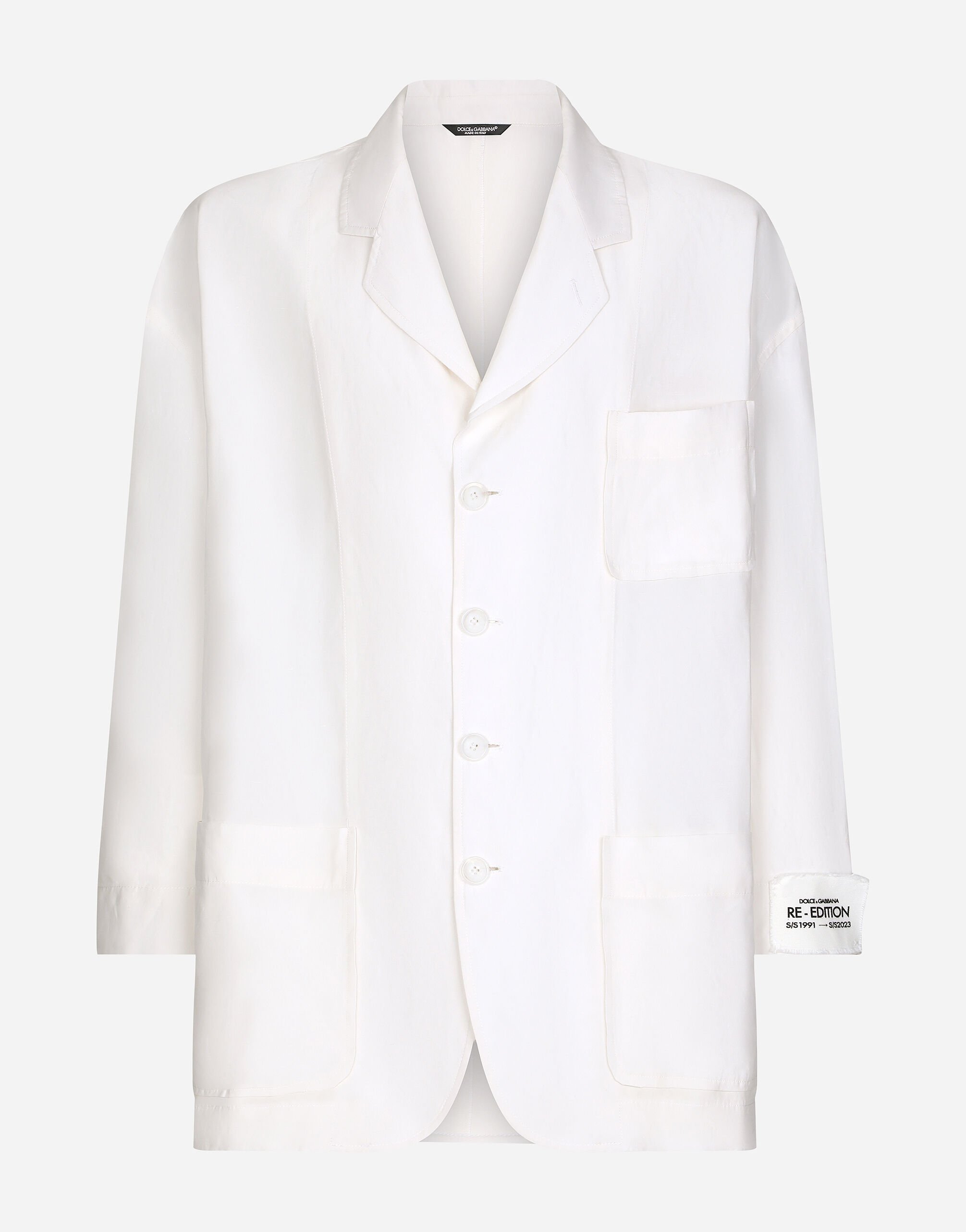Dolce & Gabbana Oversize single-breasted linen and silk jacket White VG4444VP287