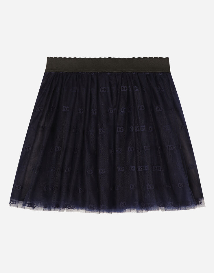 Dolce & Gabbana Jupe en tulle brodé Bleu L54I86HLM8T