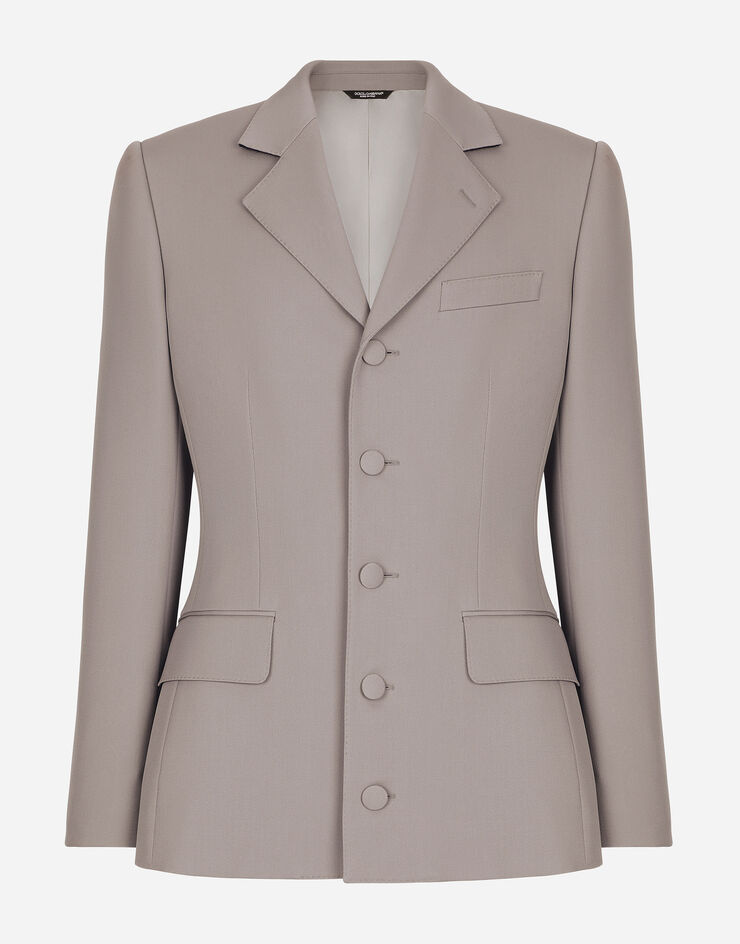 Dolce & Gabbana Veste droite Dolce en laine stretch Gris G2SZ7TFU27K