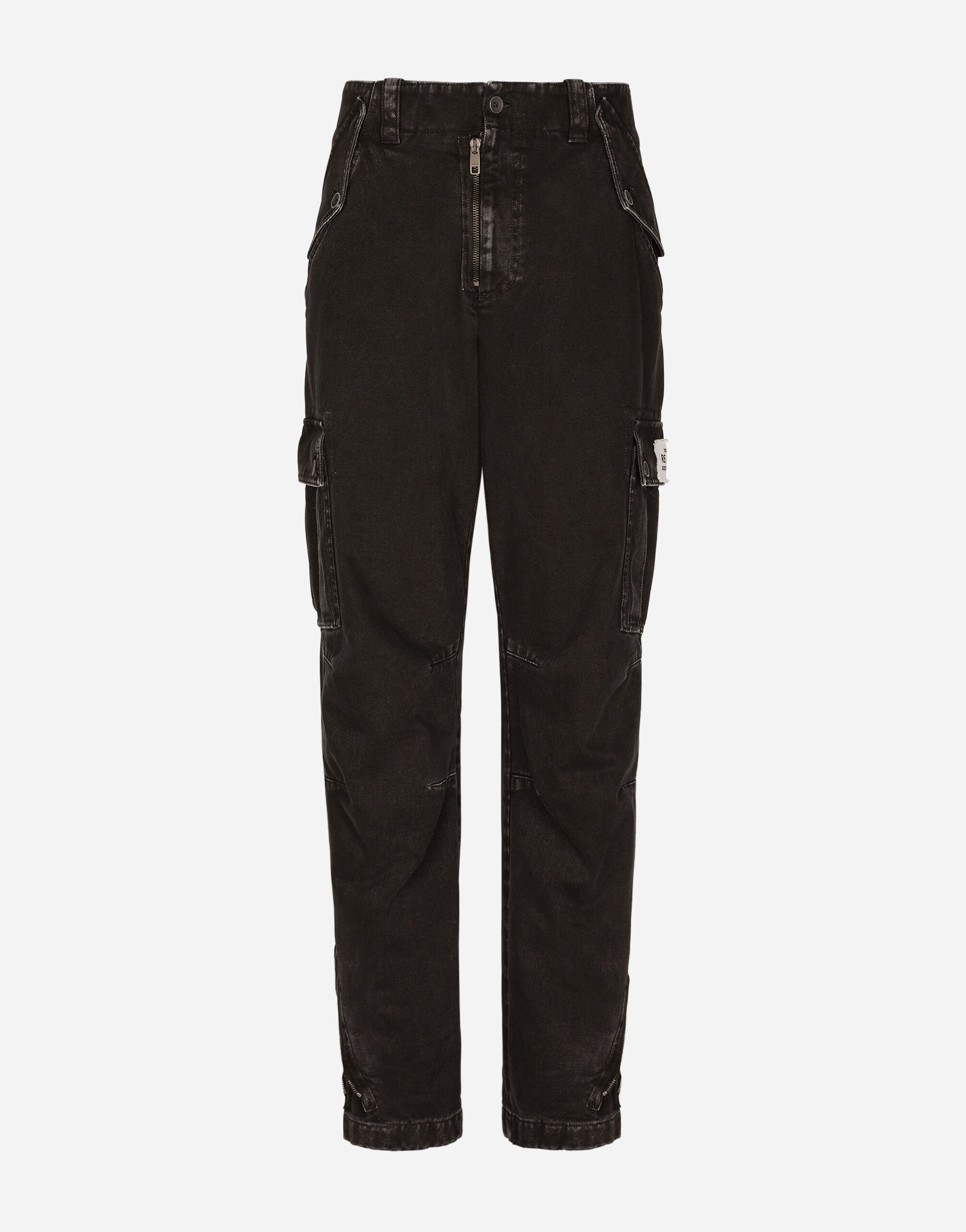 Dolce & Gabbana Pantalón cargo de algodón teñido en prenda Negro G2PQ4TGG150