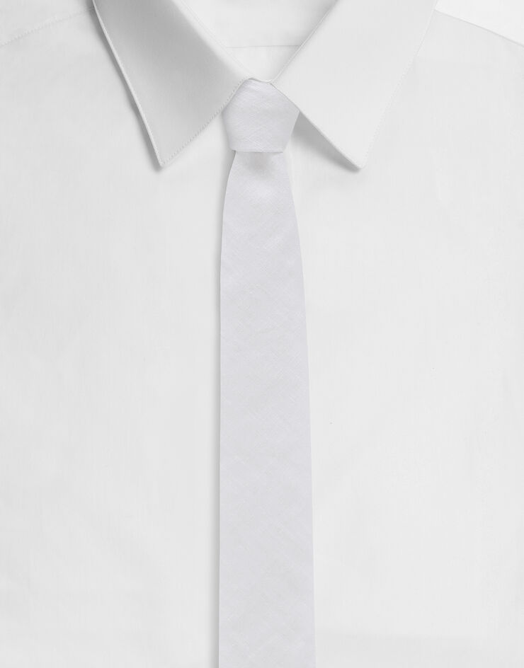Dolce & Gabbana Linen tie with DG logo 화이트 GT149EFU4LG
