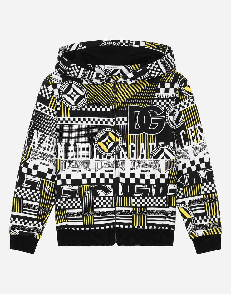 Dolce & Gabbana Kapuzensweatshirt aus Jersey mit DNA-Print Mehrfarbig L4JWKXII7E9