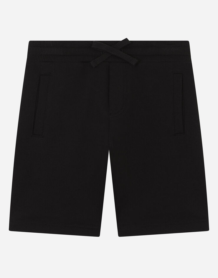 Dolce & Gabbana Jersey jogging shorts with logo plate Black L4JQD4G7VGL