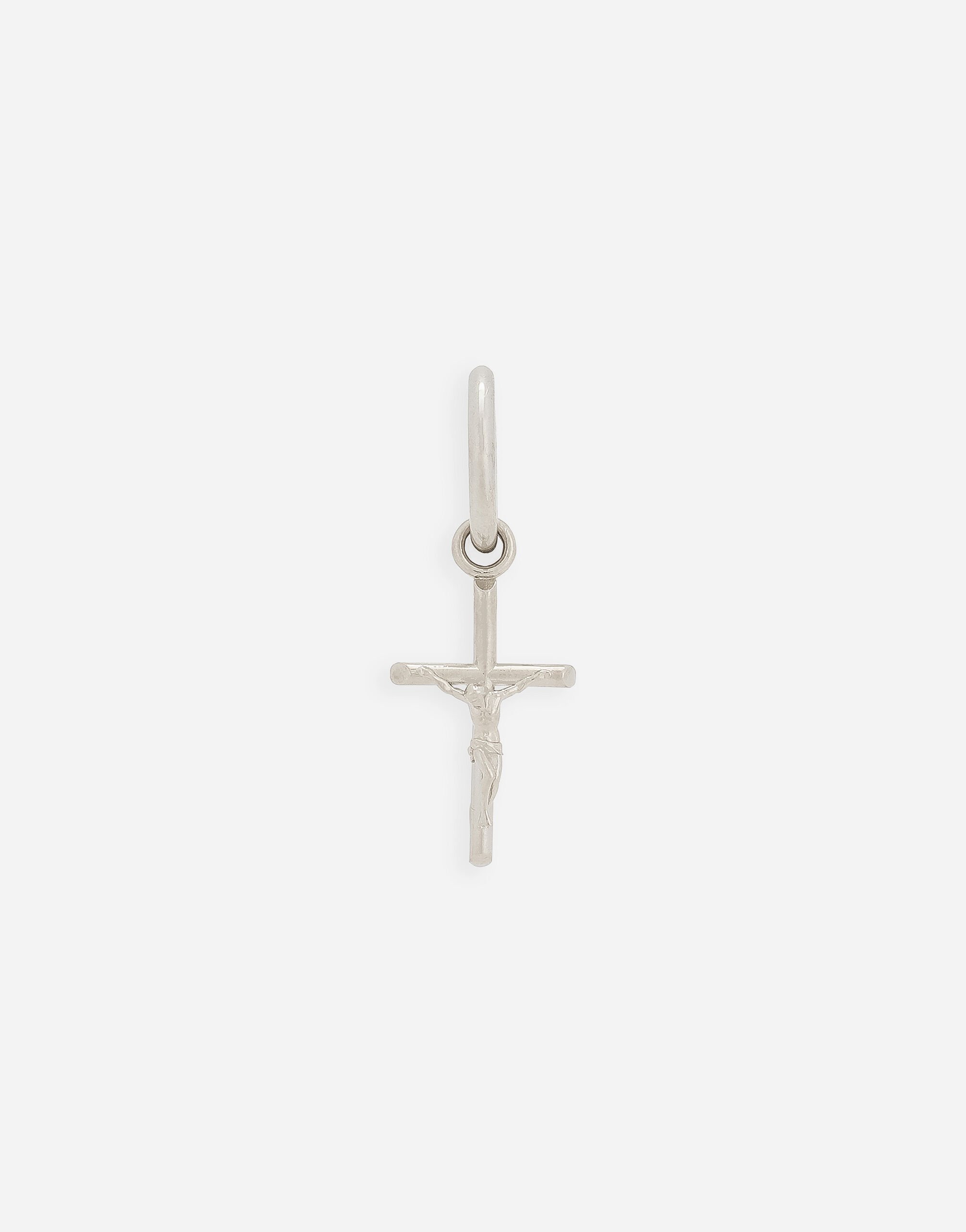 Dolce&Gabbana Single Creole earring with cross pendant Black G2SY1THU7PR