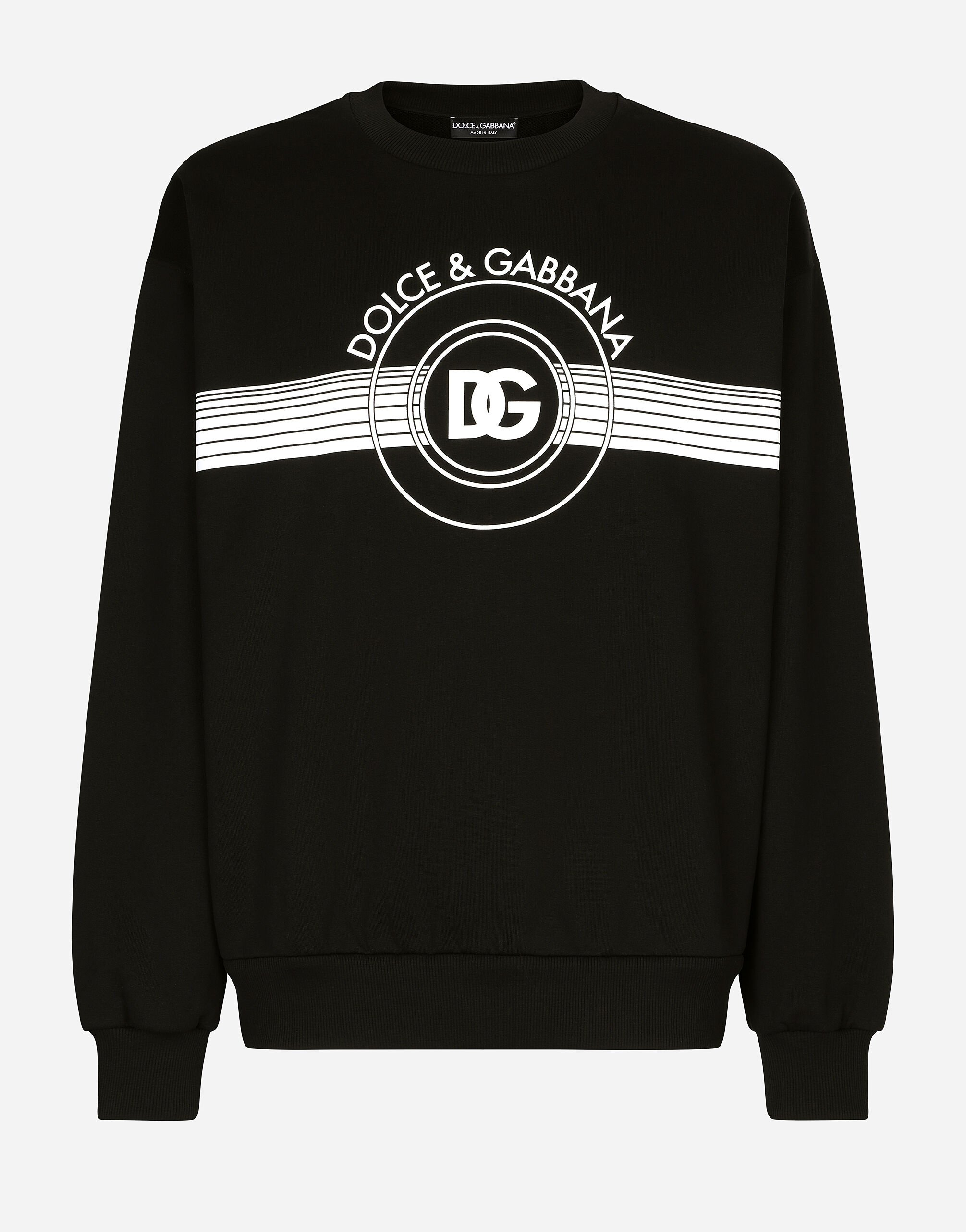 Dolce&Gabbana سويت شيرت جيرسي بطبعة شعار DG أسود G040VTHU7QV