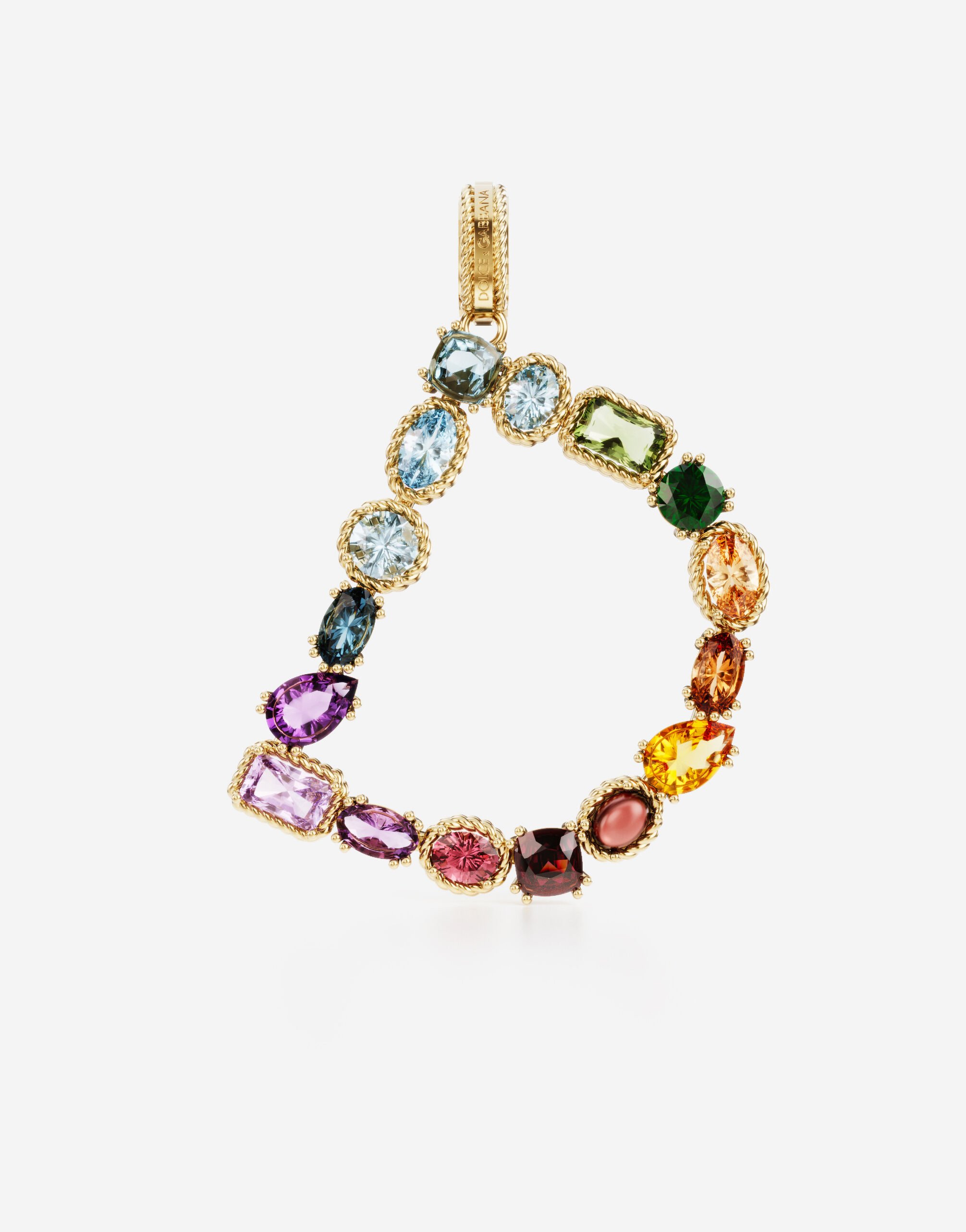 Dolce & Gabbana Breloque D Rainbow alphabet en or jaune 18 ct avec pierres multicolores Or Jaune WELD2GWDPY1
