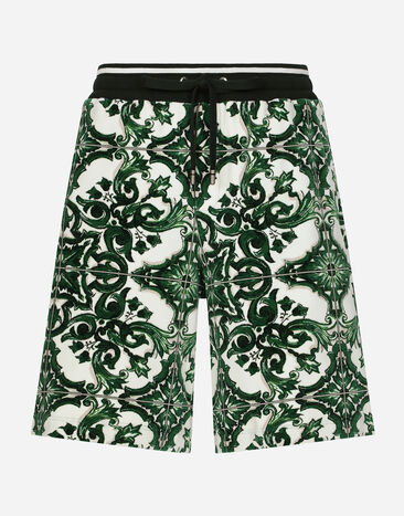 ${brand} Chenille jogging shorts with majolica print ${colorDescription} ${masterID}