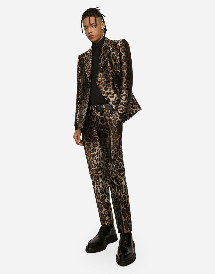 Dolce & Gabbana Double-breasted leopard-design jacquard Sicilia-fit suit Multicolor GKSGMTFJSCN