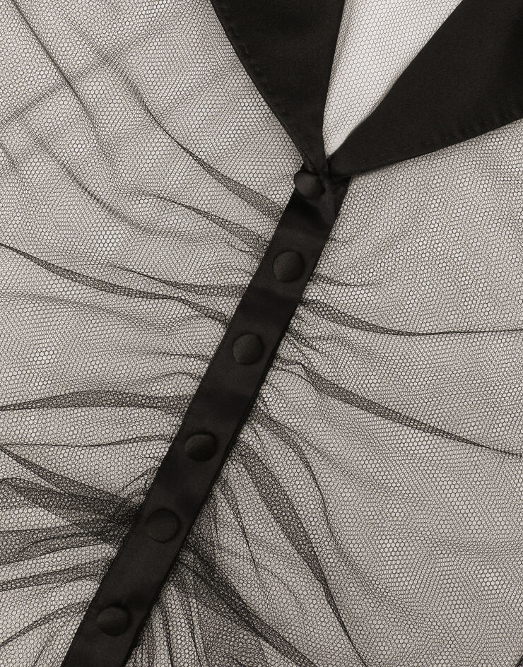 Dolce & Gabbana Chaqueta de tul con detalles de raso Negro F27AOTHLMLQ