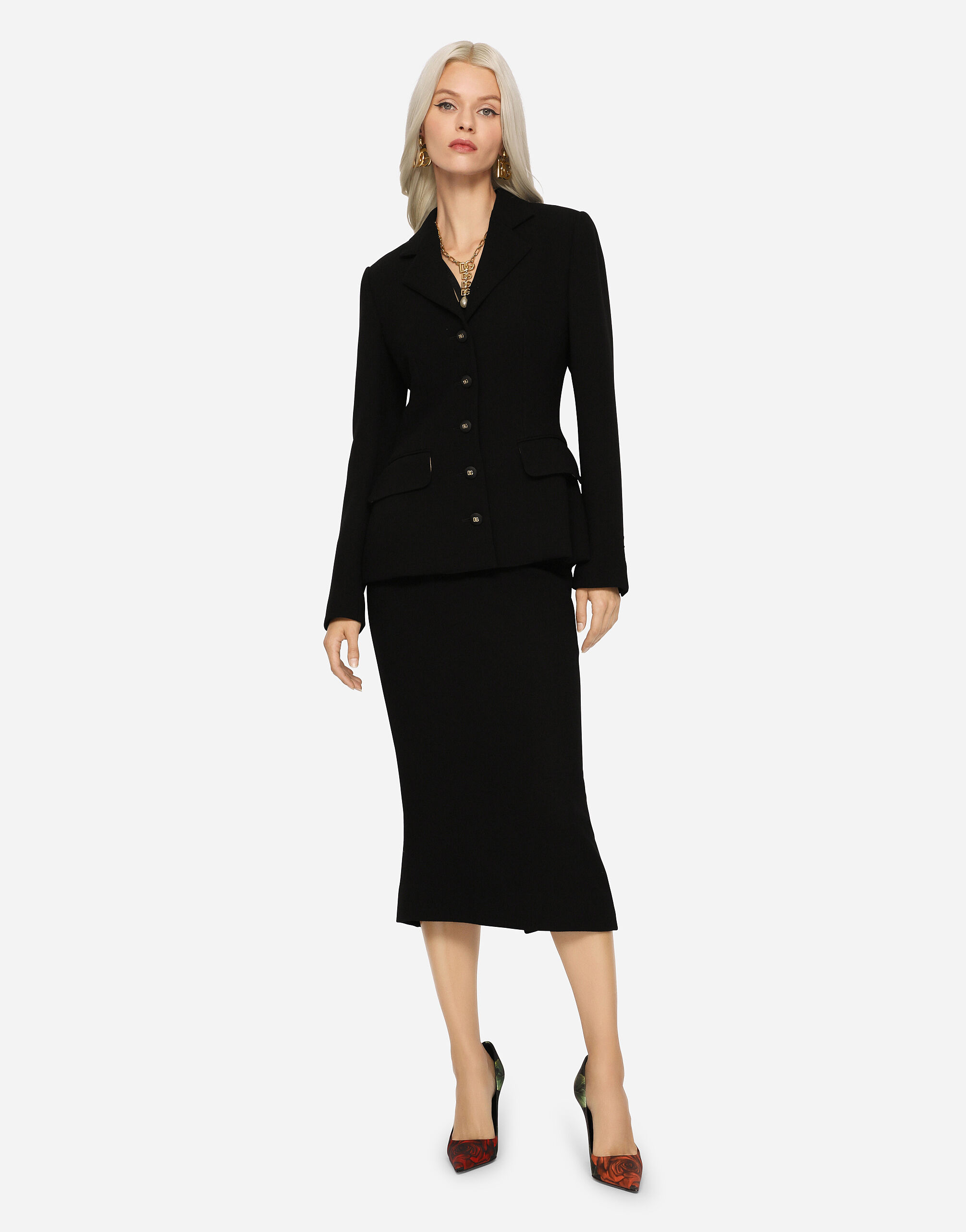 ブラック ロンゲットスカート バージンウール | Dolce&Gabbana®