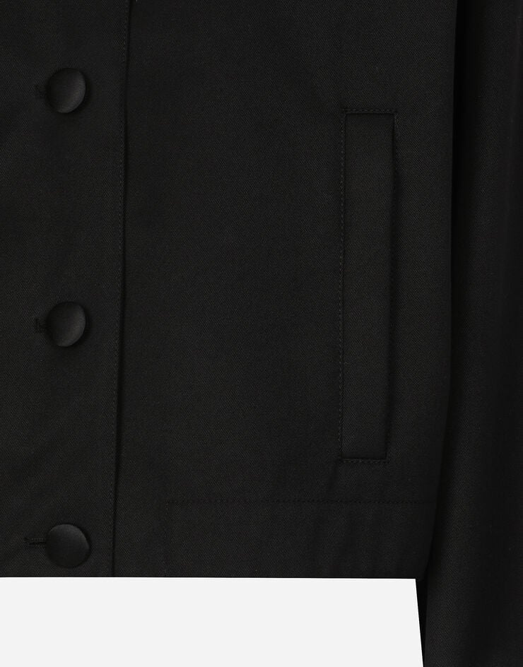 Dolce & Gabbana Bómber de gabardina resinada del revés con placa con logotipo Negro F9S14THUMTU