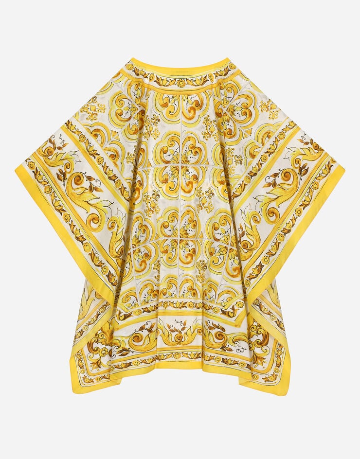Dolce & Gabbana Caftan en baptiste à imprimé majoliques jaunes Imprimé LB7A14G7J5K