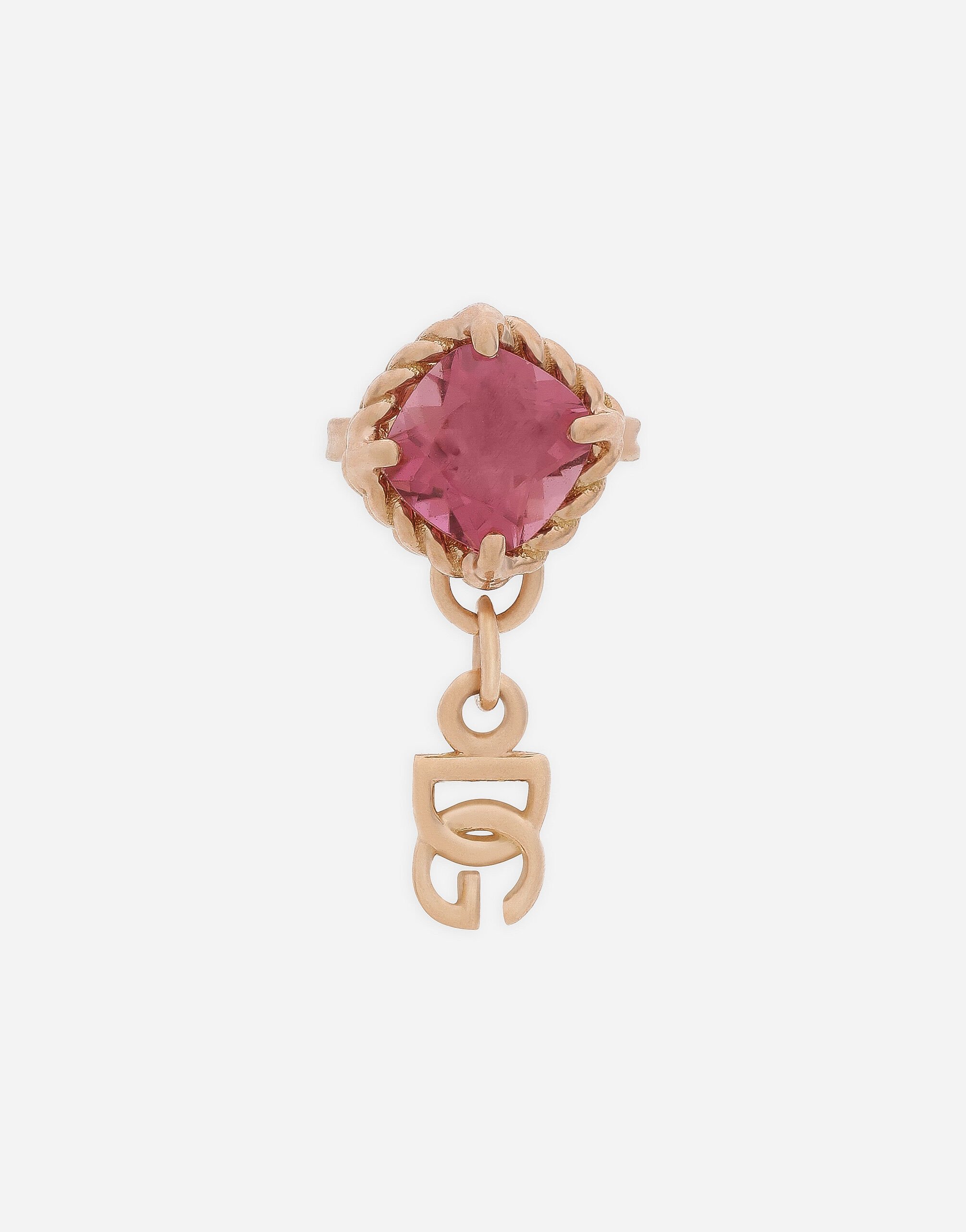 ${brand} Single earring in yellow gold 18kt with pink toumaline ${colorDescription} ${masterID}