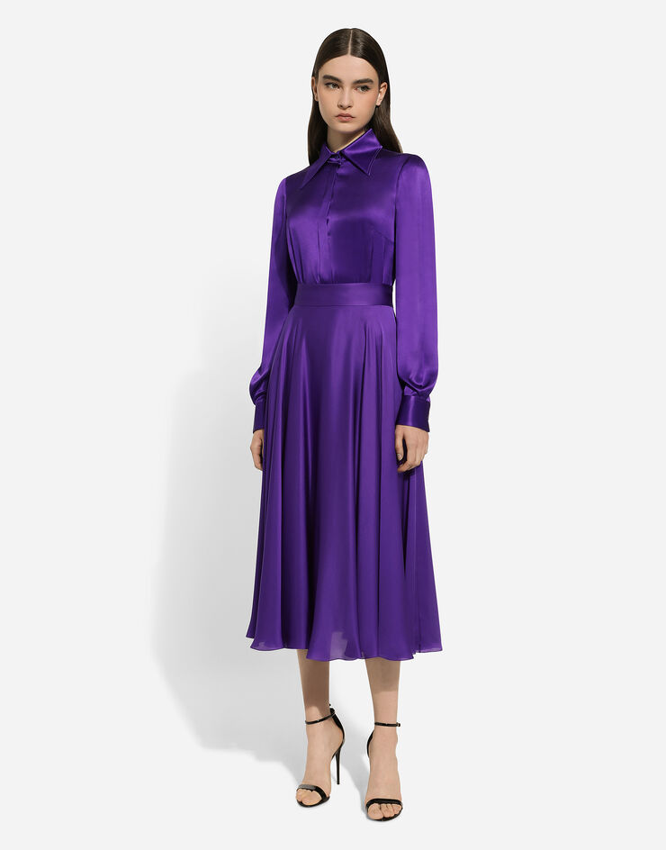 Dolce & Gabbana Silk calf-length circle skirt Purple F4CSOTFU1ZO