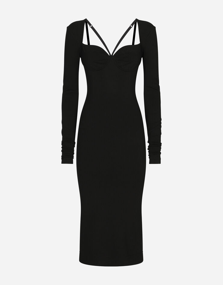 Dolce & Gabbana Vestido longuette de punto milano Negro F6JBHTFUGN7