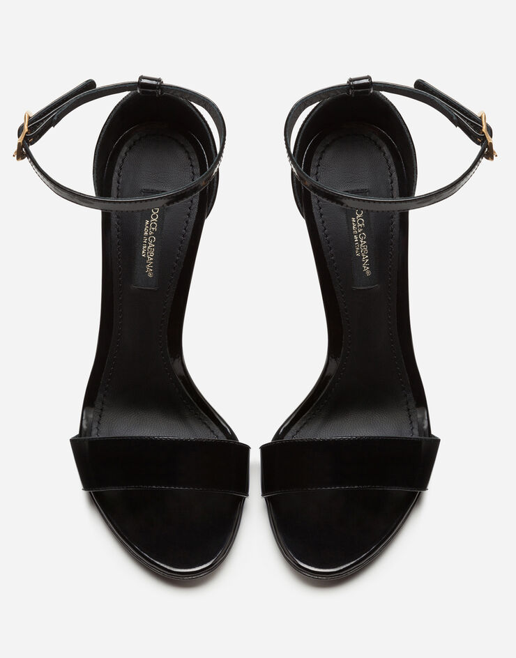 Dolce & Gabbana Polished calfskin sandals with DG baroque heel Black CR0739A1037