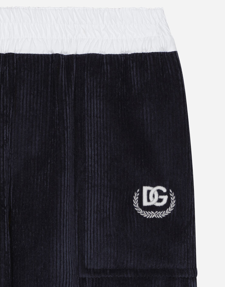 Dolce & Gabbana Corduroy jogging pants with DG logo Blue L4JPJAFUWE3