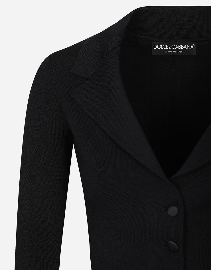 Dolce & Gabbana Short stretch viscose knit jacket with DG logo Black FXV41TJFMEX