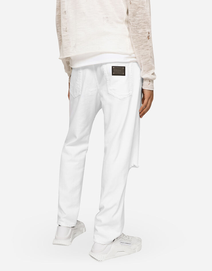 Dolce&Gabbana Jeans loose bianco con e rotture e abrasioni Multicolore GYJDADG8JA0