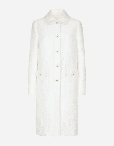 Dolce & Gabbana Manteau en brocart avec boutons logo DG Imprimé F0AH2THI1BD