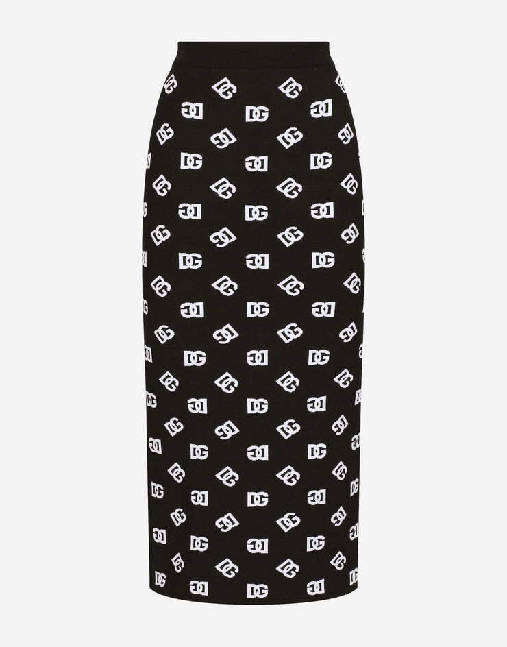 Dolce & Gabbana Viscose pencil skirt with jacquard DG logo Print FXO02TJAIK3