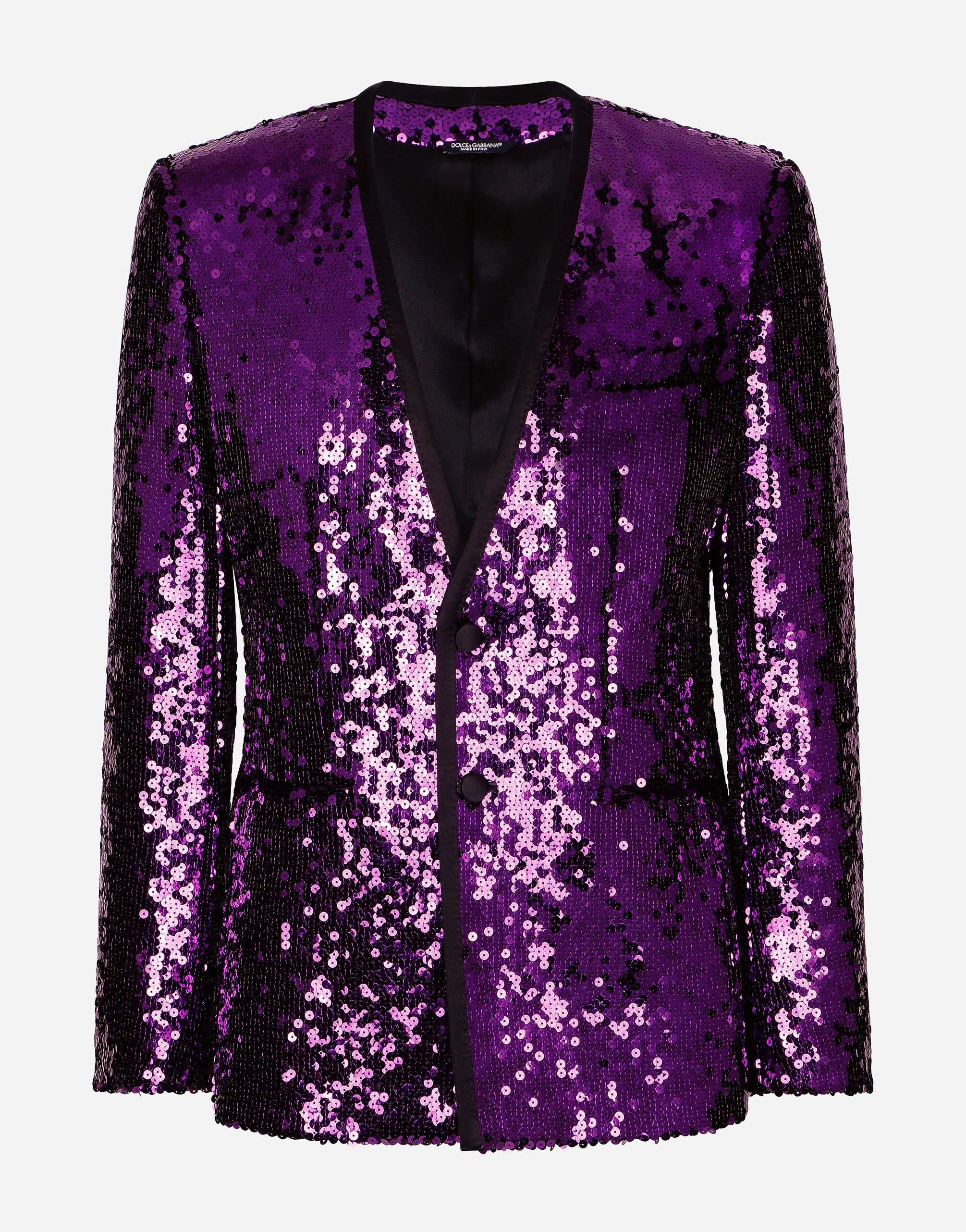 Dolce & Gabbana Sequined Sicilia-fit jacket with satin piping Black G2RR4TFLSIM