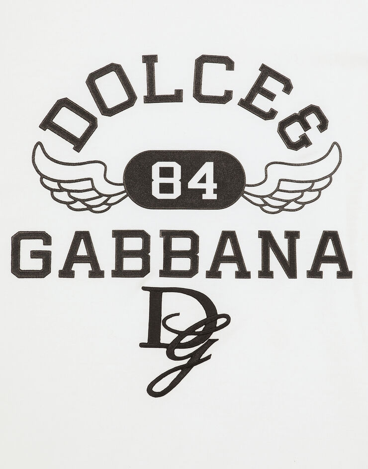 Dolce & Gabbana Cotton round-neck T-shirt with Dolce&Gabbana logo White G8PN9ZG7NSN