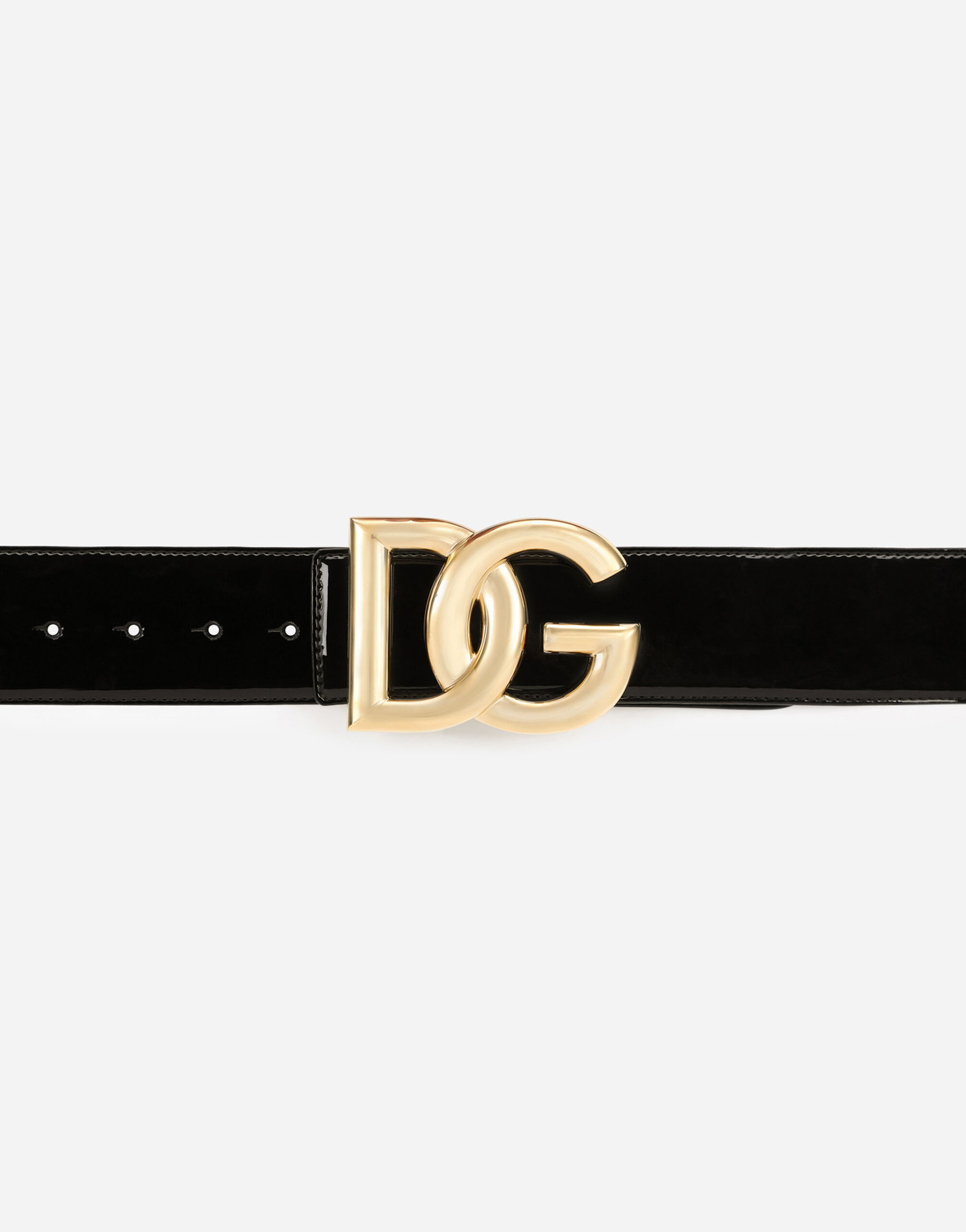 Patent leather belt with DG logo