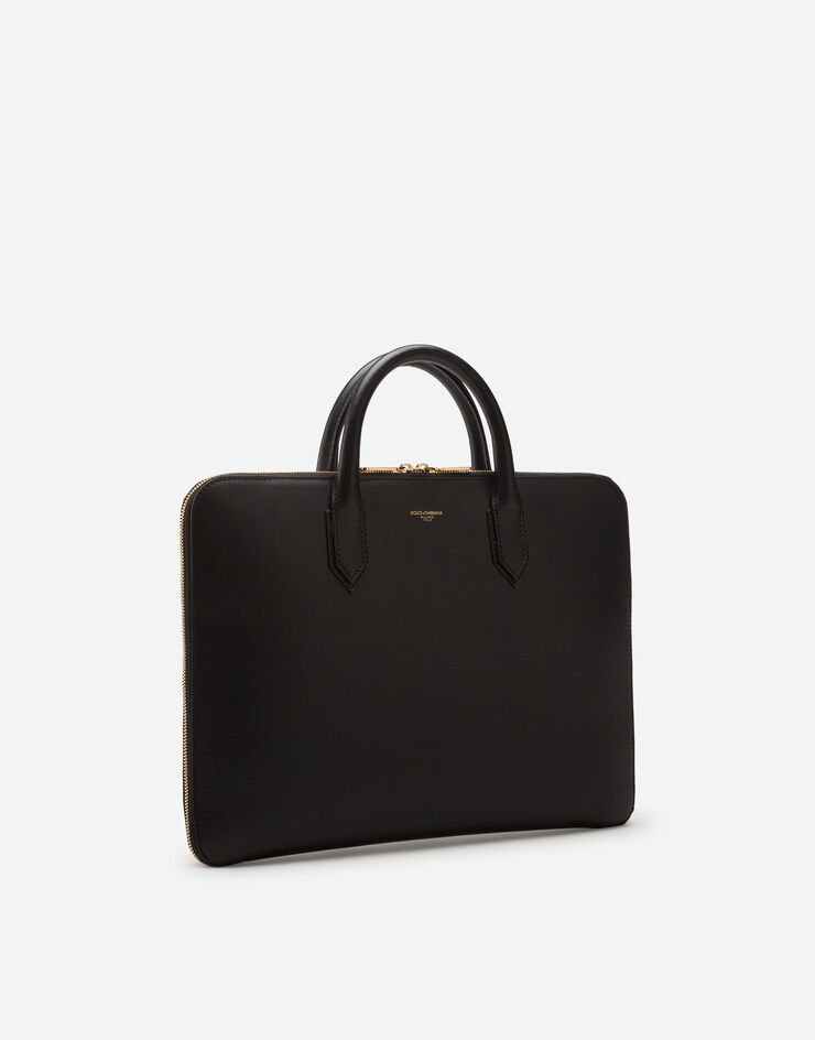 Dolce & Gabbana Monreal briefcase in calfskin with heat-pressed logo BLACK BM1710AC954