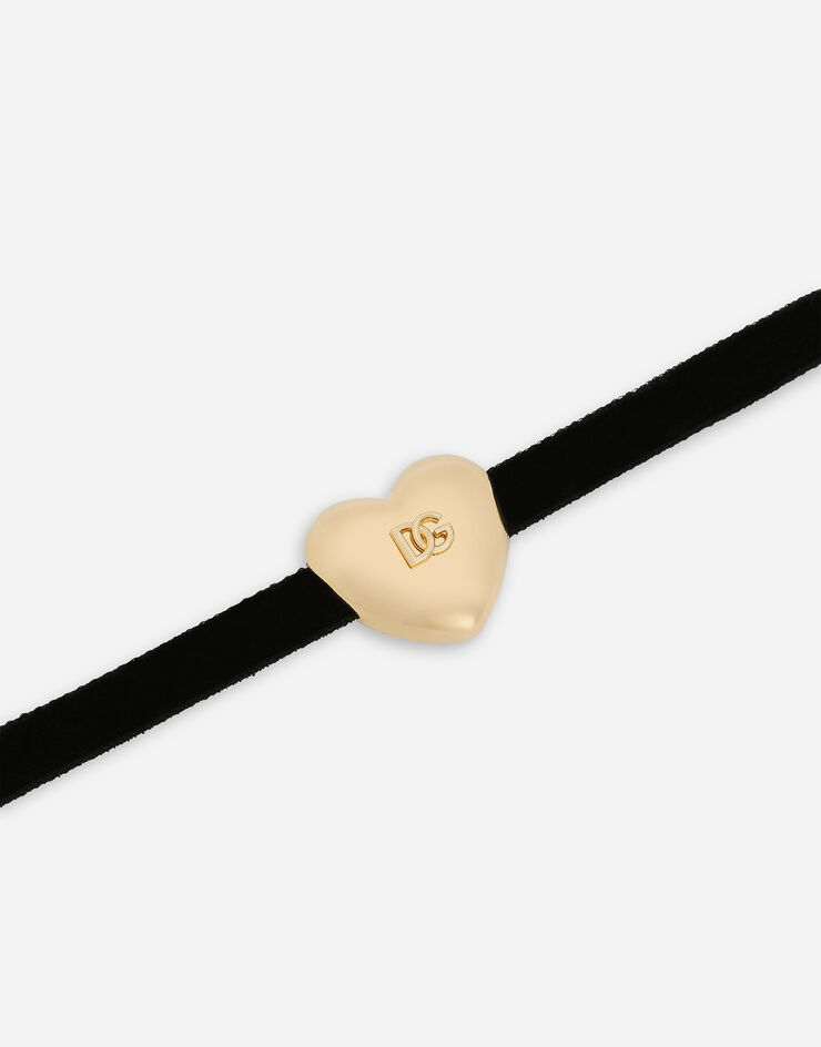 Dolce & Gabbana Pulsera de terciopelo con corazón con logotipo DG Multicolor WBQ8S1W1111