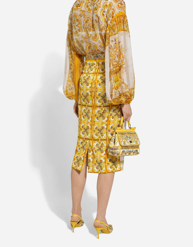 Dolce & Gabbana Majolica-print silk charmeuse calf-length skirt Print F4CVPTHPABW