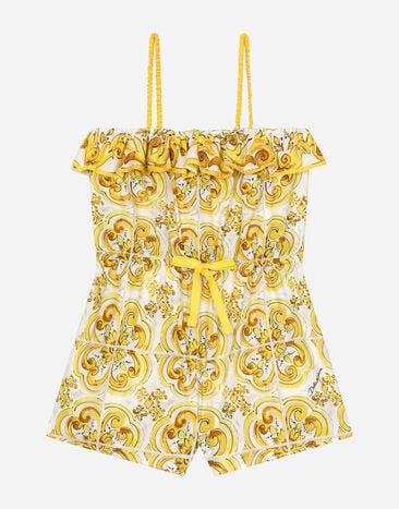 Dolce & Gabbana Короткий комбинезон из батиста с желтым принтом майолики Отпечатки L53DG7G7E9W