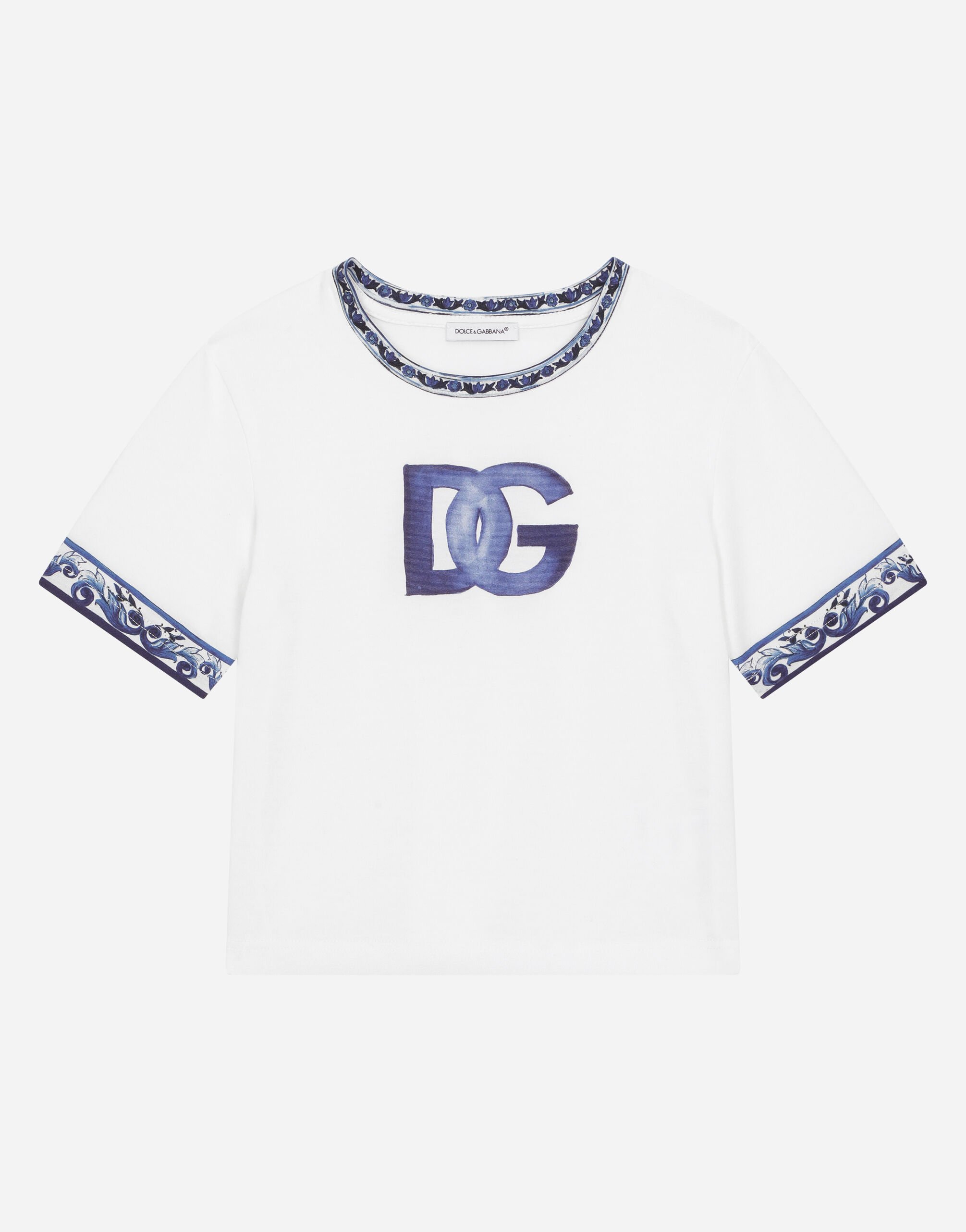 Dolce & Gabbana Jersey T-shirt with DG logo Multicolor L53DE7G7EY0