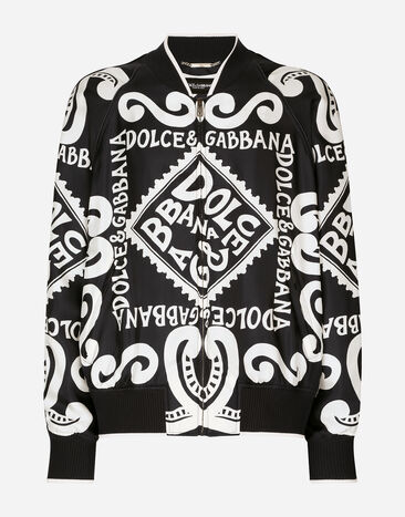 Dolce & Gabbana Bomberjacke aus Seide Print Marina Weiss G9BFRTHUMQ4