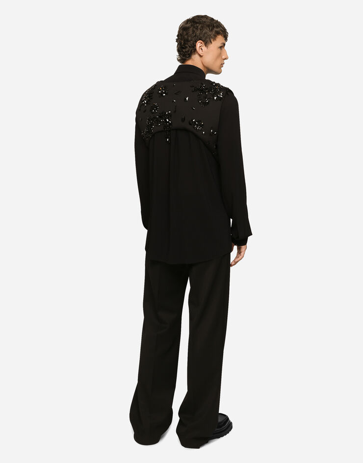 Dolce&Gabbana Technical fabric harness vest with stones Negro G710EZHUMD6