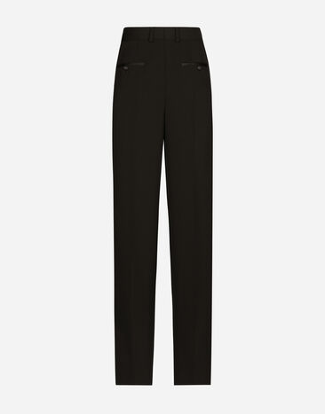 Dolce & Gabbana Pantalón de esmoquin en gabardina de lana Negro FTC8ZTFU21E