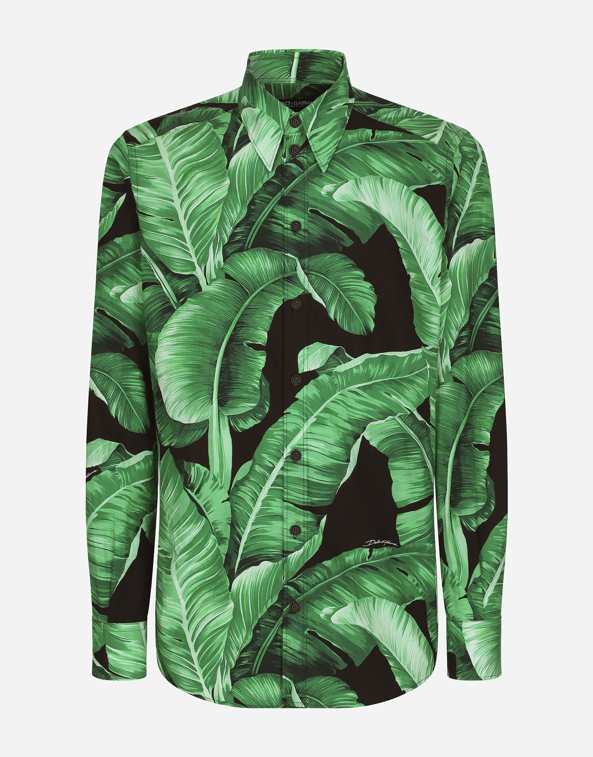 Dolce & Gabbana Martini-fit shirt in banana-tree-print cotton Print G5JH9THI1S6