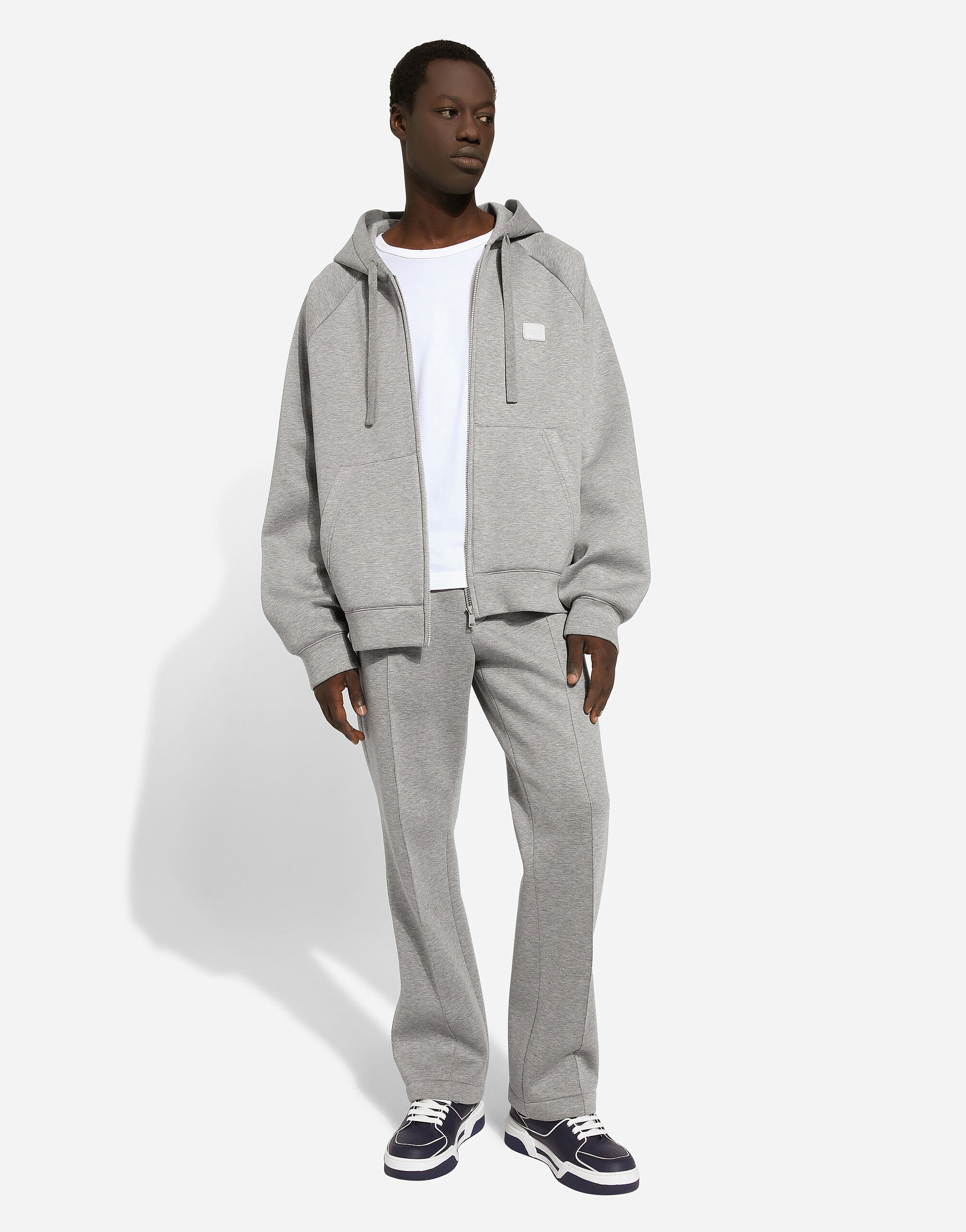 Zip-up hoodie with tag in Grey for | Dolce&Gabbana® US