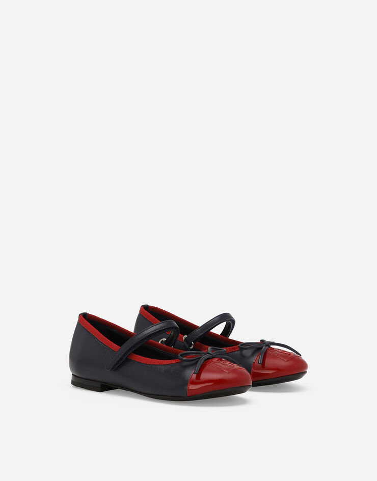 Dolce & Gabbana Calfskin and patent leather ballet flats with bow detail Multicolor D11273A7924